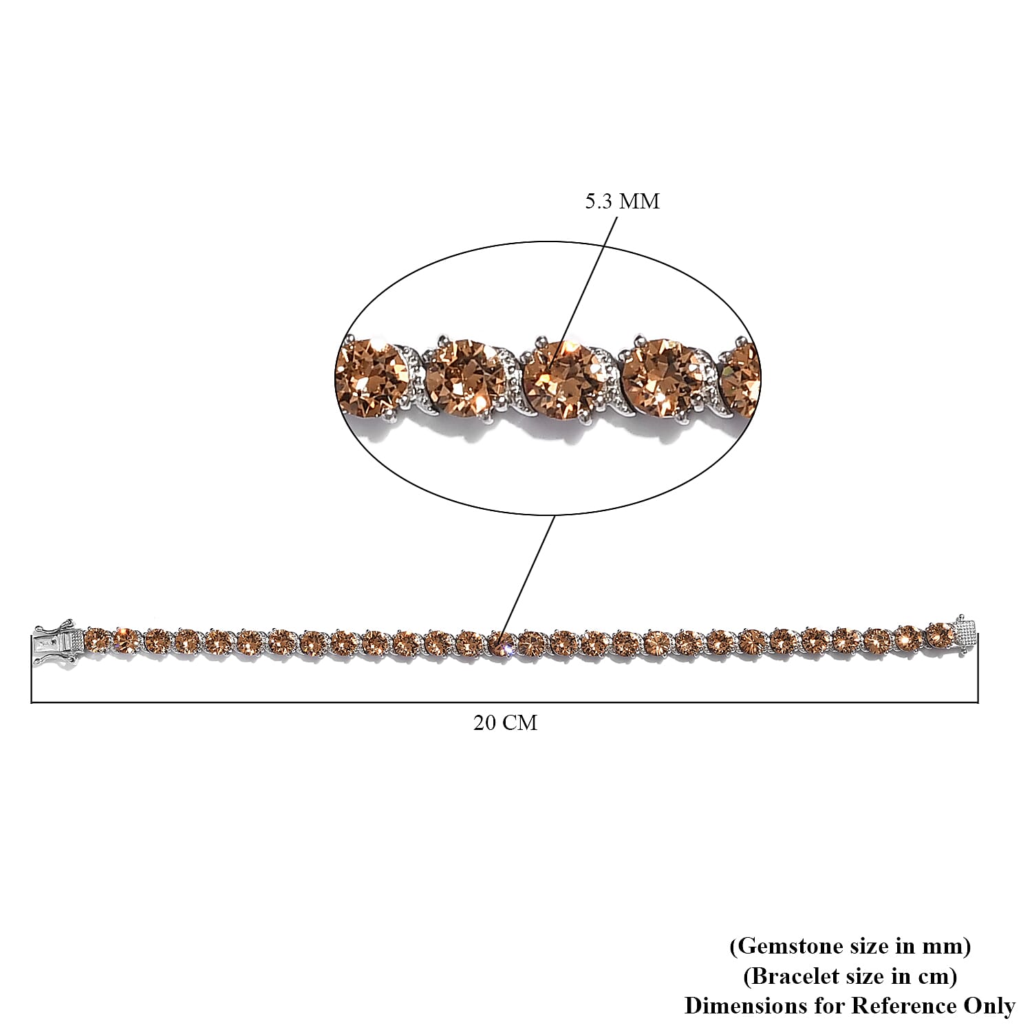 Lustro Stella Light Colorado Topaz Crystal Bracelet (Size 7.5) in Silver Tone