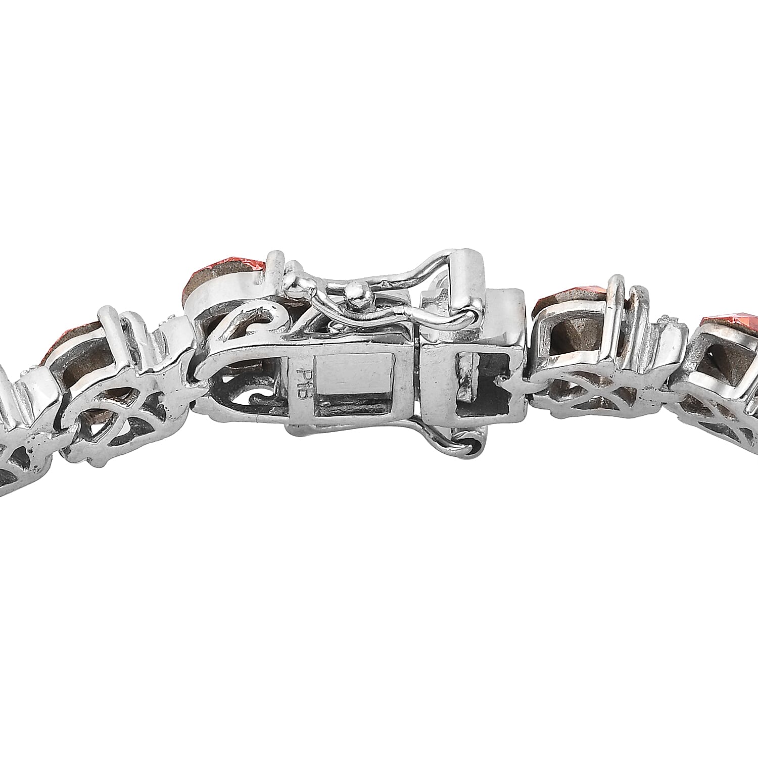 Lustro Stella Rose Peach Crystal Bracelet (Size 7.5) in Silver Tone