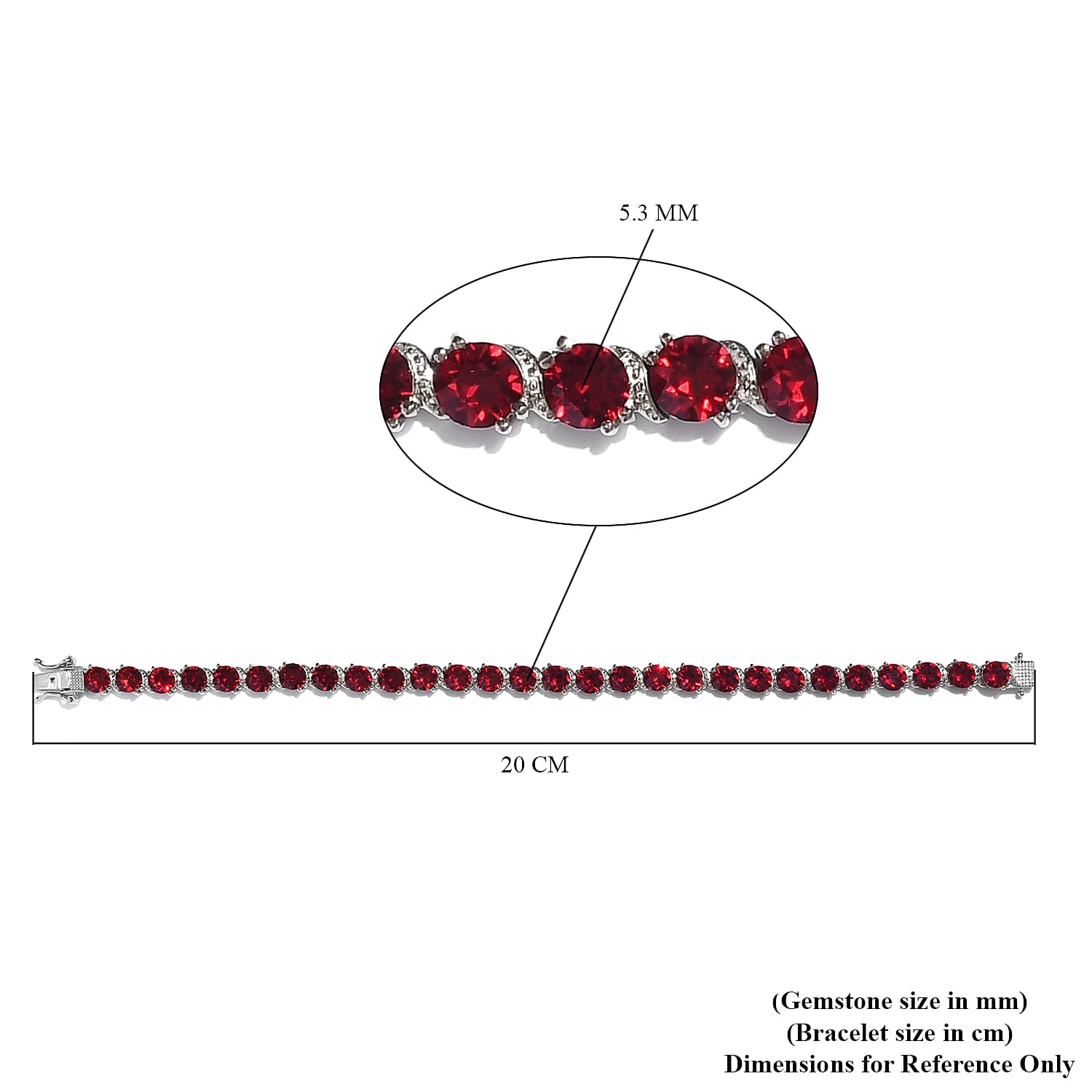 Lustro Stella Siam Colour Crystal Bracelet (Size 7.5) in Silver Tone