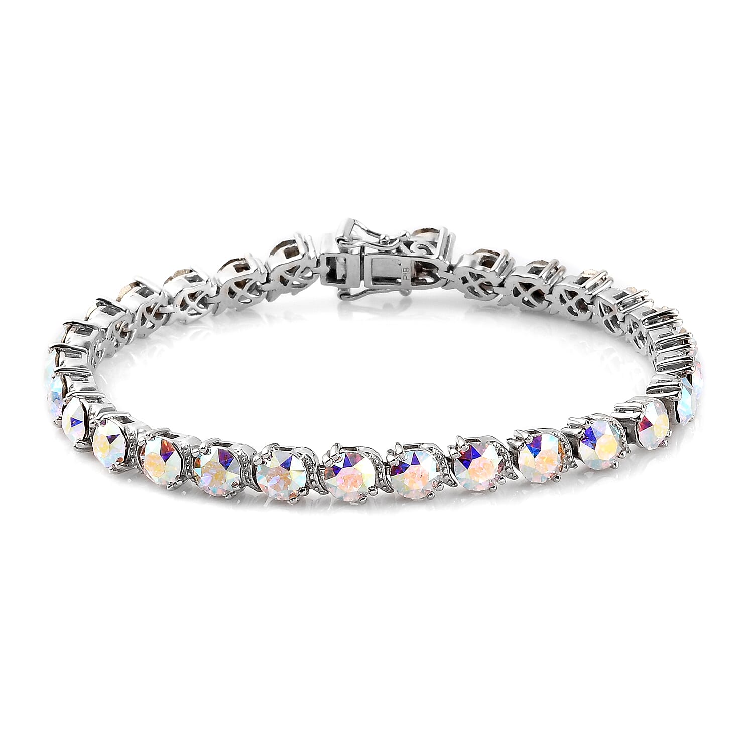 Lustro Stella AB Crystal Bracelet (Size 7.5) in Silver Tone