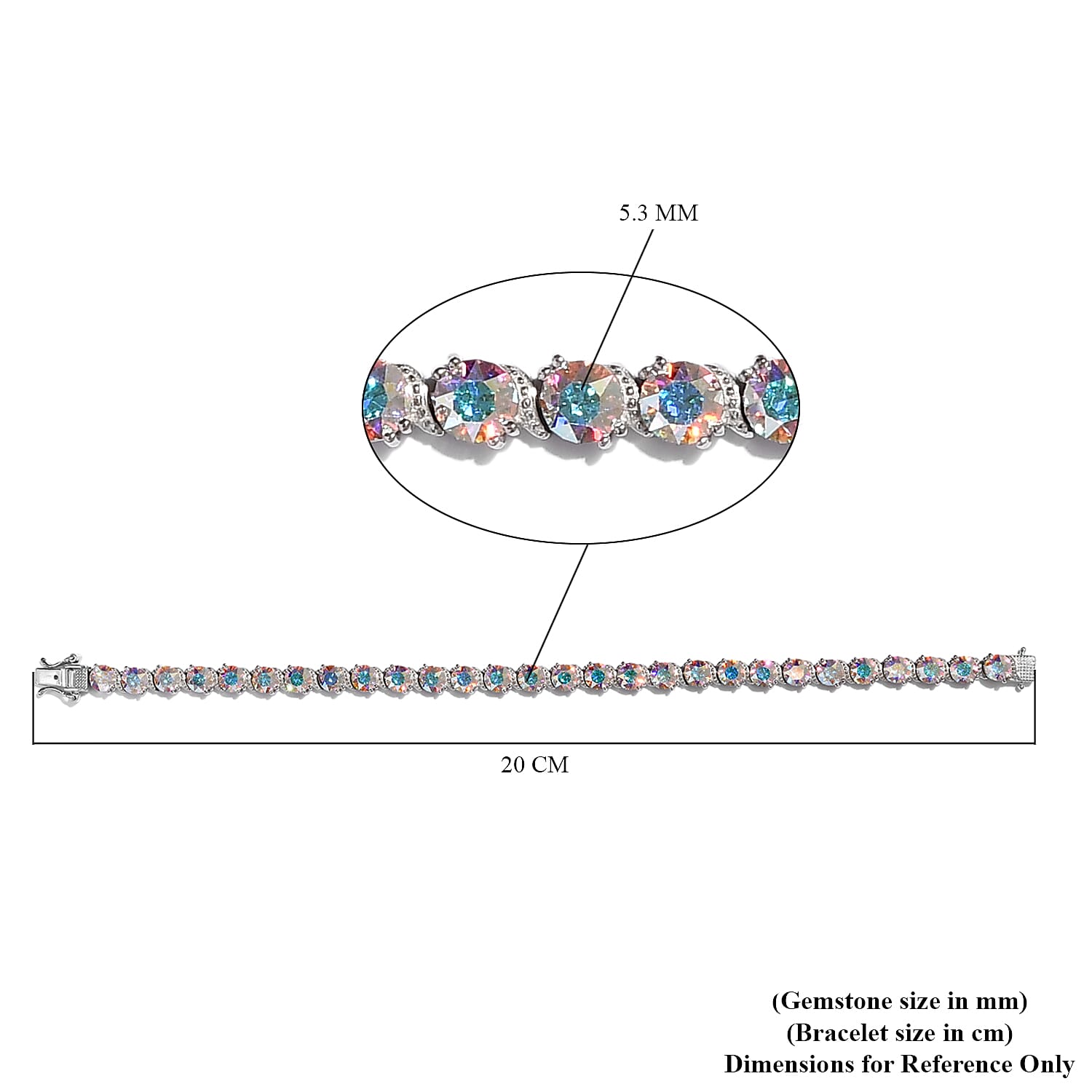 Lustro Stella AB Crystal Bracelet (Size 7.5) in Silver Tone