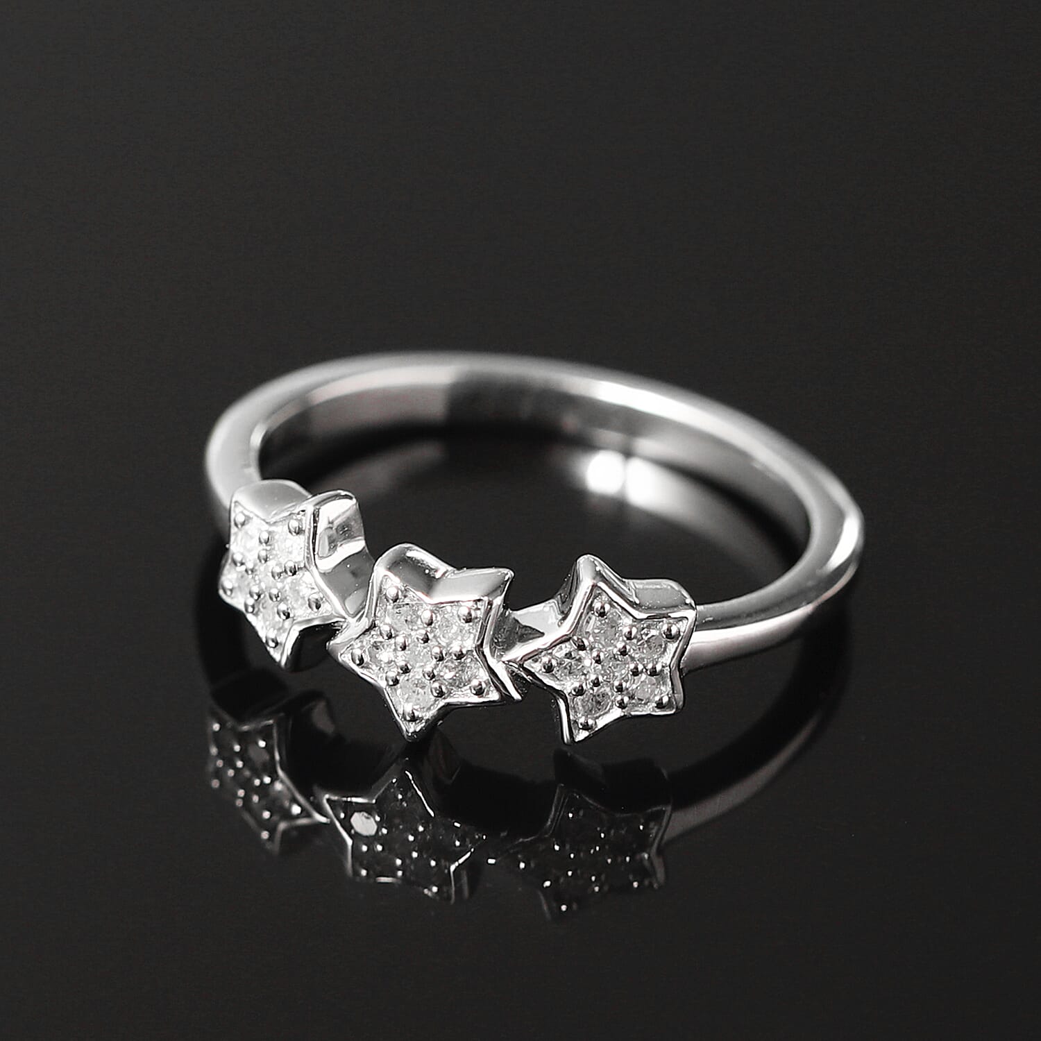 GP Celestial Dream Collection - Diamond Ring in Platinum Overlay Sterling Silver
