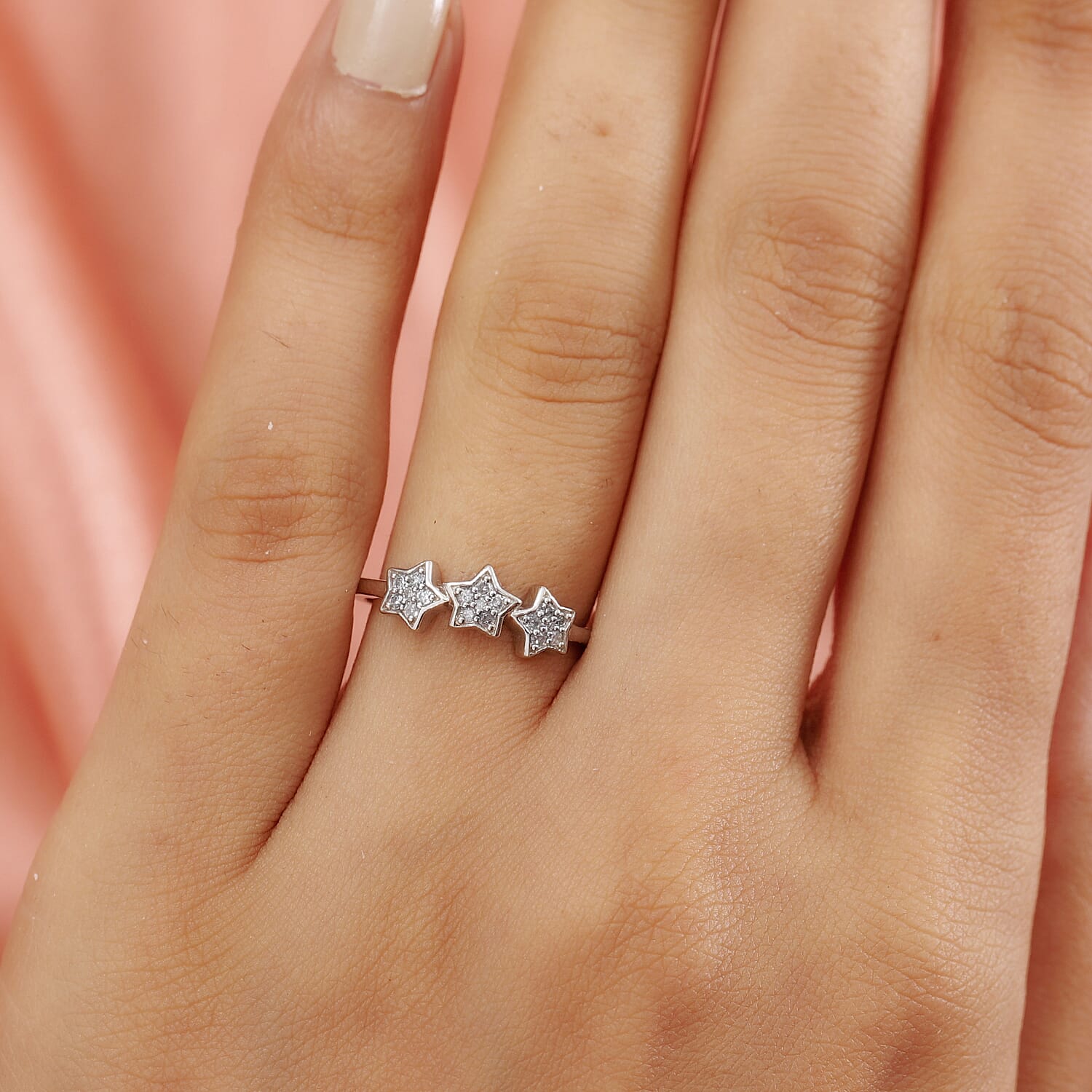 GP Celestial Dream Collection - Diamond Ring in Platinum Overlay Sterling Silver