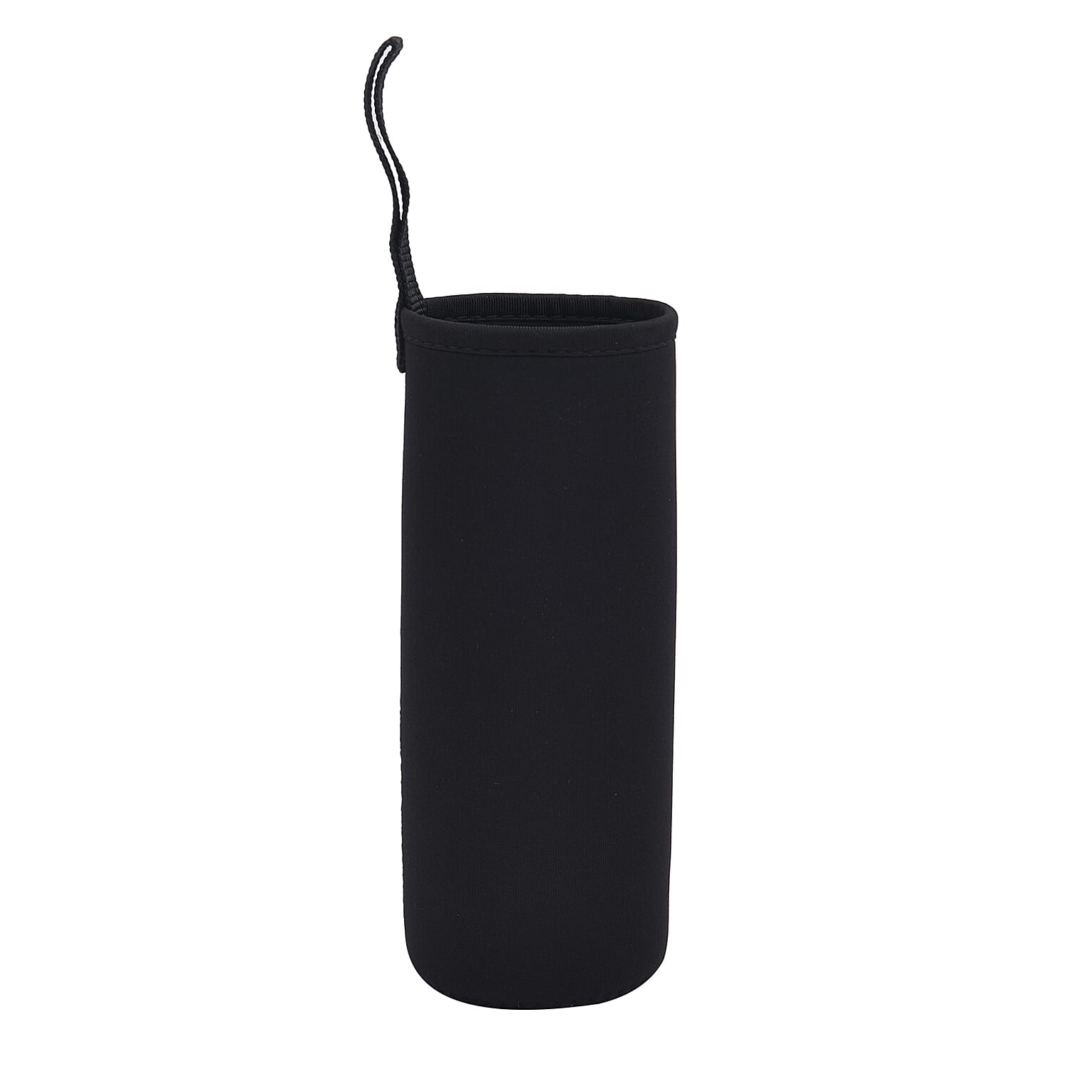 Black Crystal Elixir Glass Water Bottle with Stainless Steel Cap (Size 25x6 Cm) with Travel Case