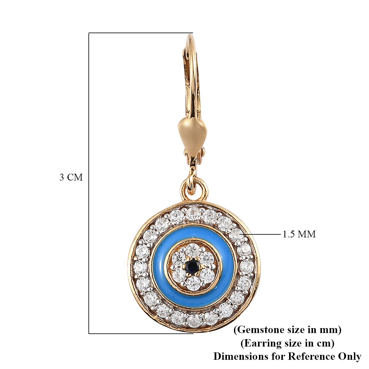 Blue Sapphire and Natural Cambodian Zircon Enamelled Dangling Earrings (with Lever Back) in 14K Gold Overlay Sterling Silver 1.06 Ct.