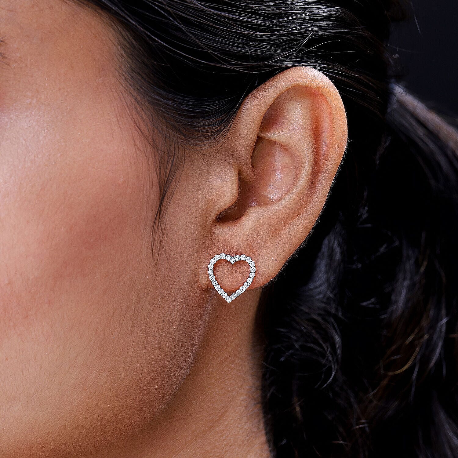 RHAPSODY 950 Platinum IGI Certified Diamond (E-F-VS) Open Heart Earrings 0.50 Ct.