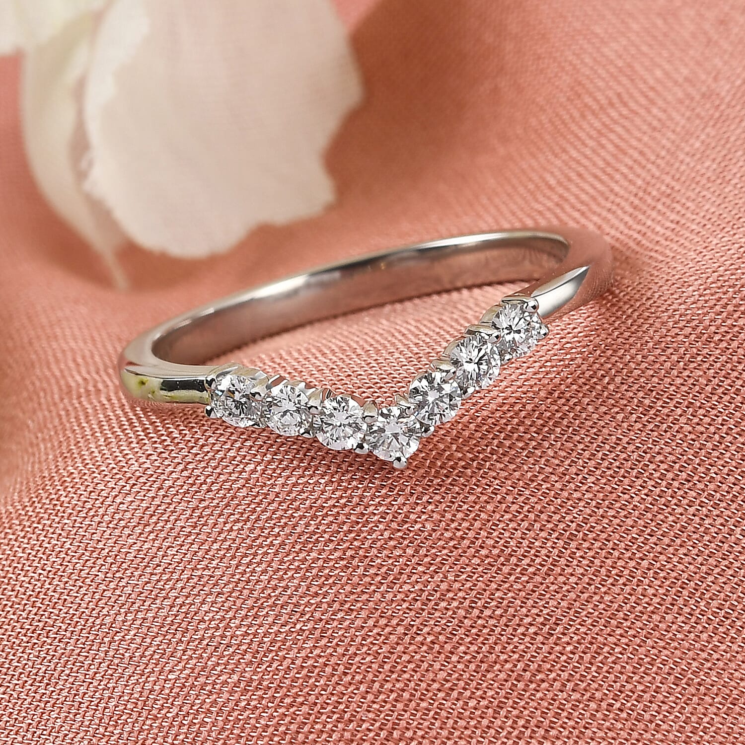 RHAPSODY 950 Platinum IGI Certified Diamond (VS-E-F) Wishbone Ring 0.25 Ct.