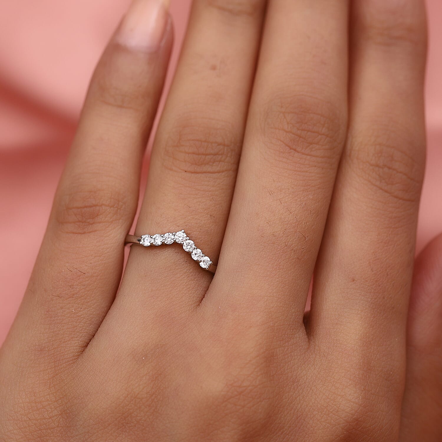 RHAPSODY 950 Platinum IGI Certified Diamond (VS-E-F) Wishbone Ring 0.25 Ct.