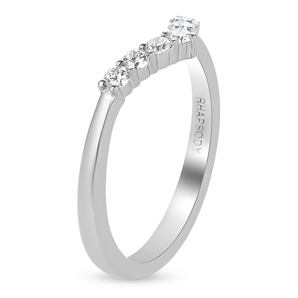 RHAPSODY 950 Platinum IGI Certified Diamond (VS-E-F) Wishbone Ring 0.25 Ct.