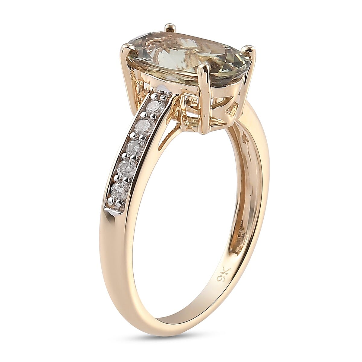 9K Yellow Gold AAA Diaspore and Diamond Ring 3.02 Ct.