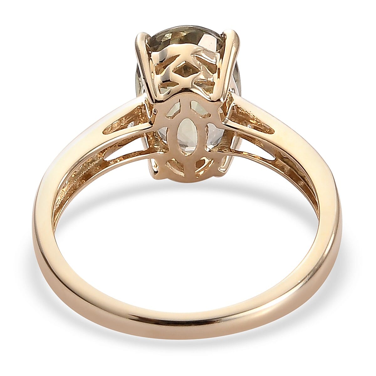 9K Yellow Gold AAA Diaspore and Diamond Ring 3.02 Ct.