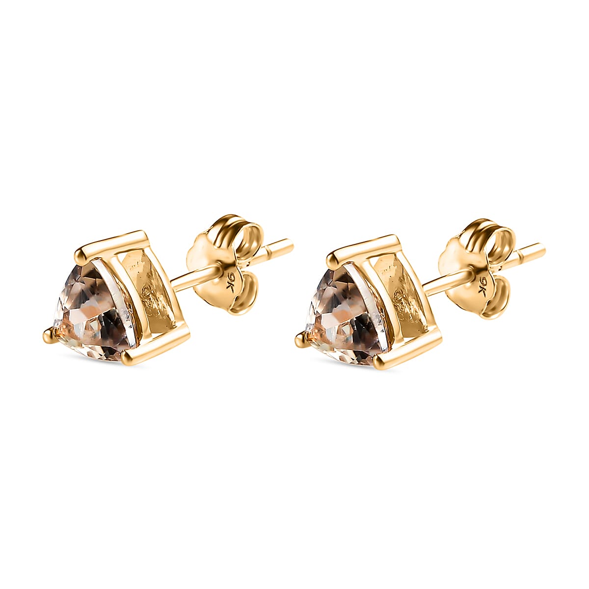 9K Yellow Gold Turkizite Solitaire Stud Earrings 1.00 Ct.