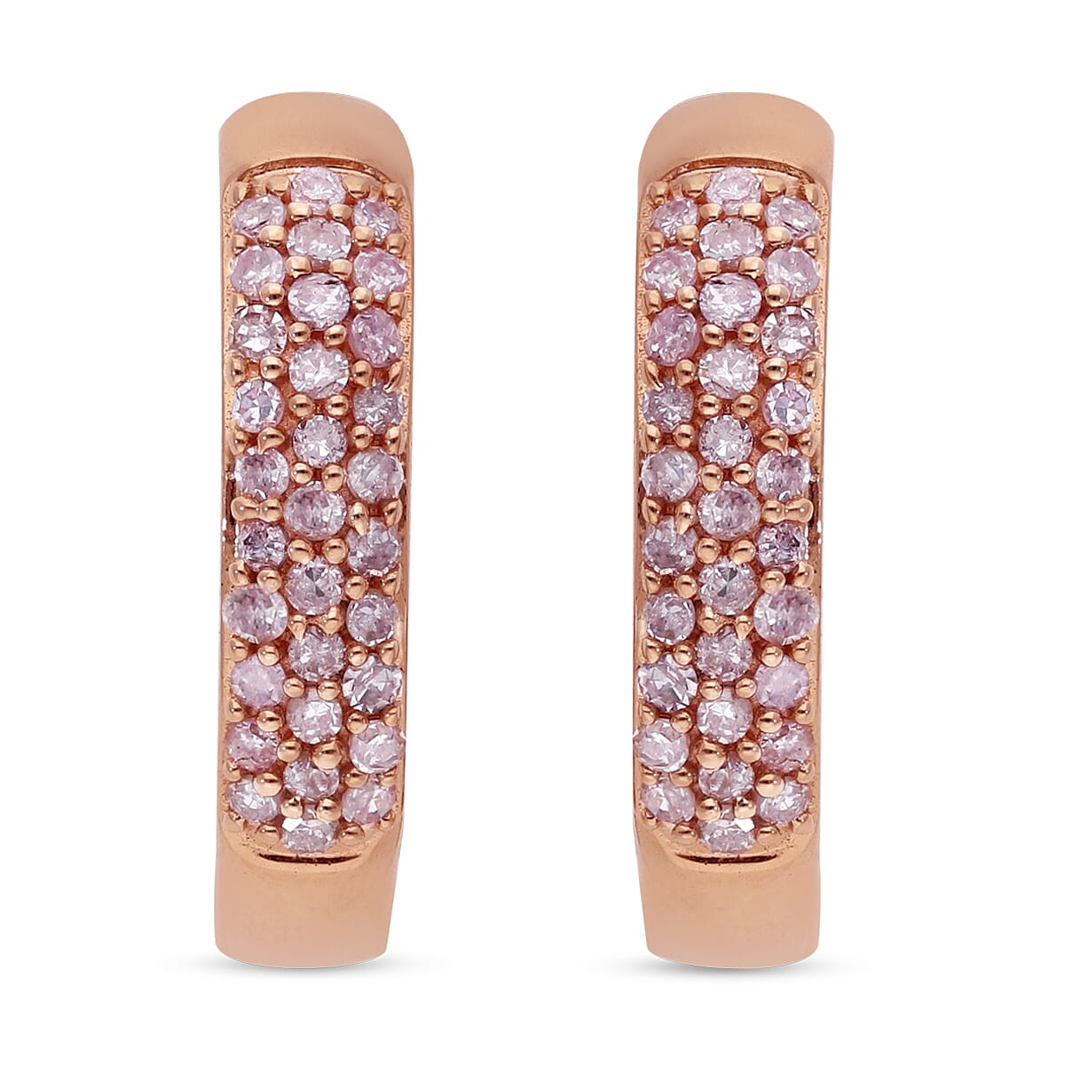9K Rose Gold Pink Diamond Earrings with Clasp 0.50 Ct.