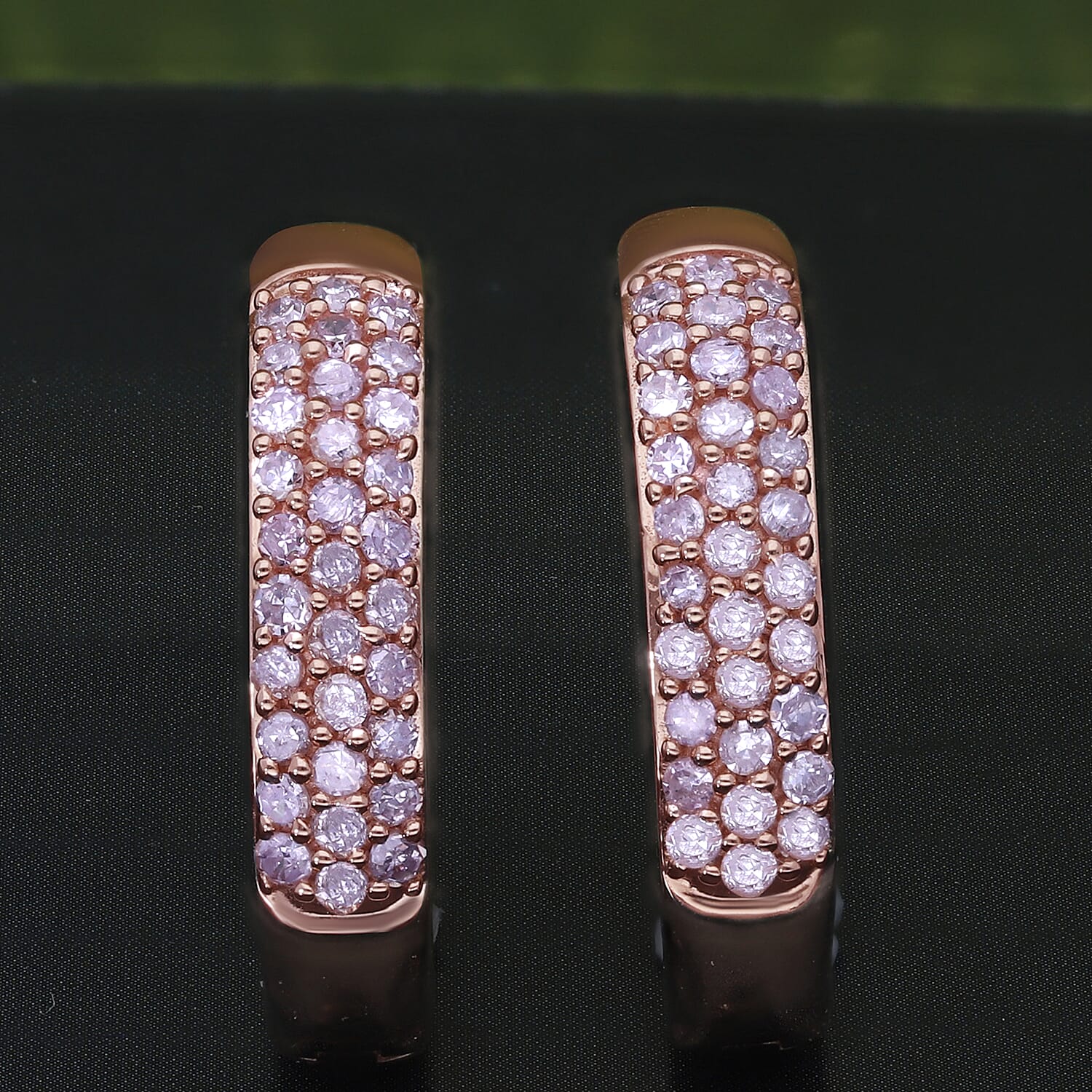 9K Rose Gold Pink Diamond Earrings with Clasp 0.50 Ct.