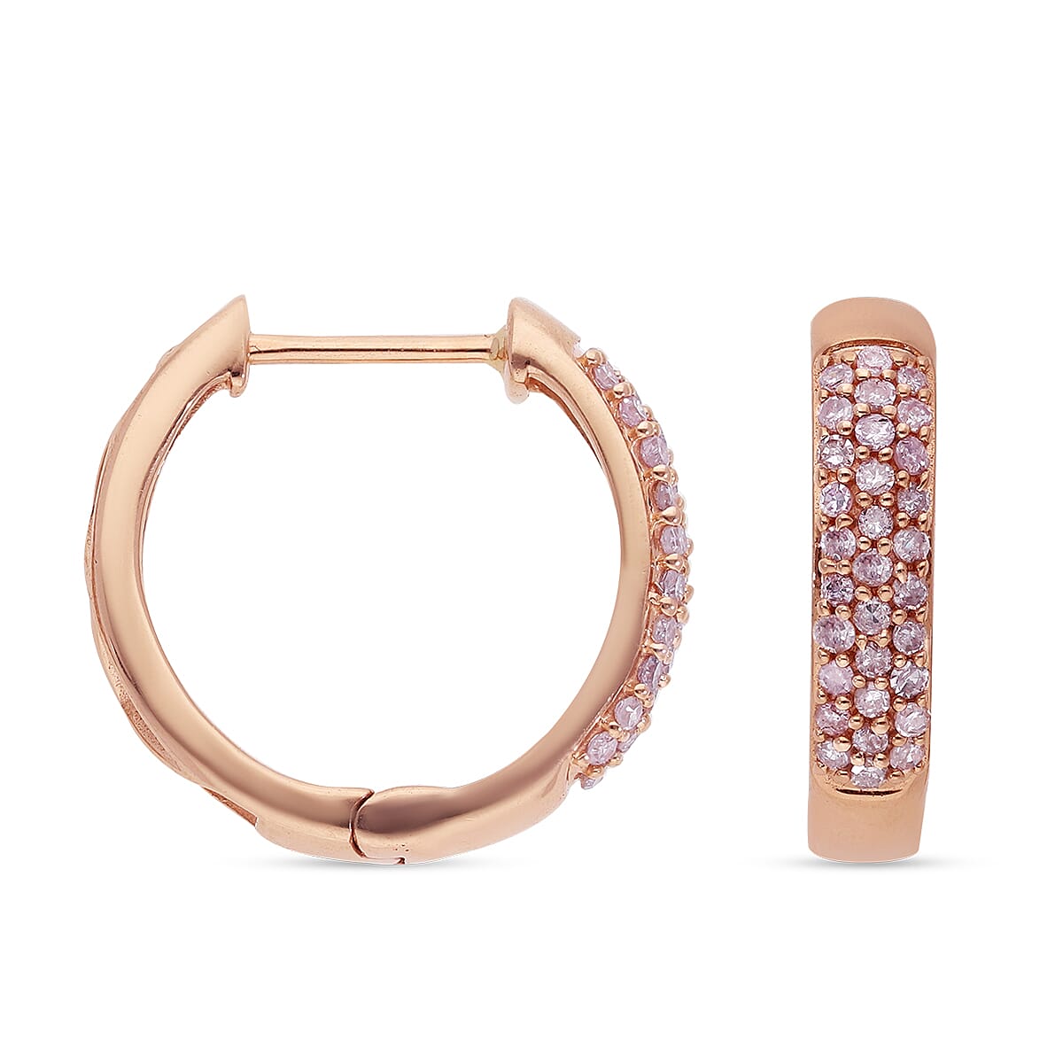 9K Rose Gold Pink Diamond Earrings with Clasp 0.50 Ct.