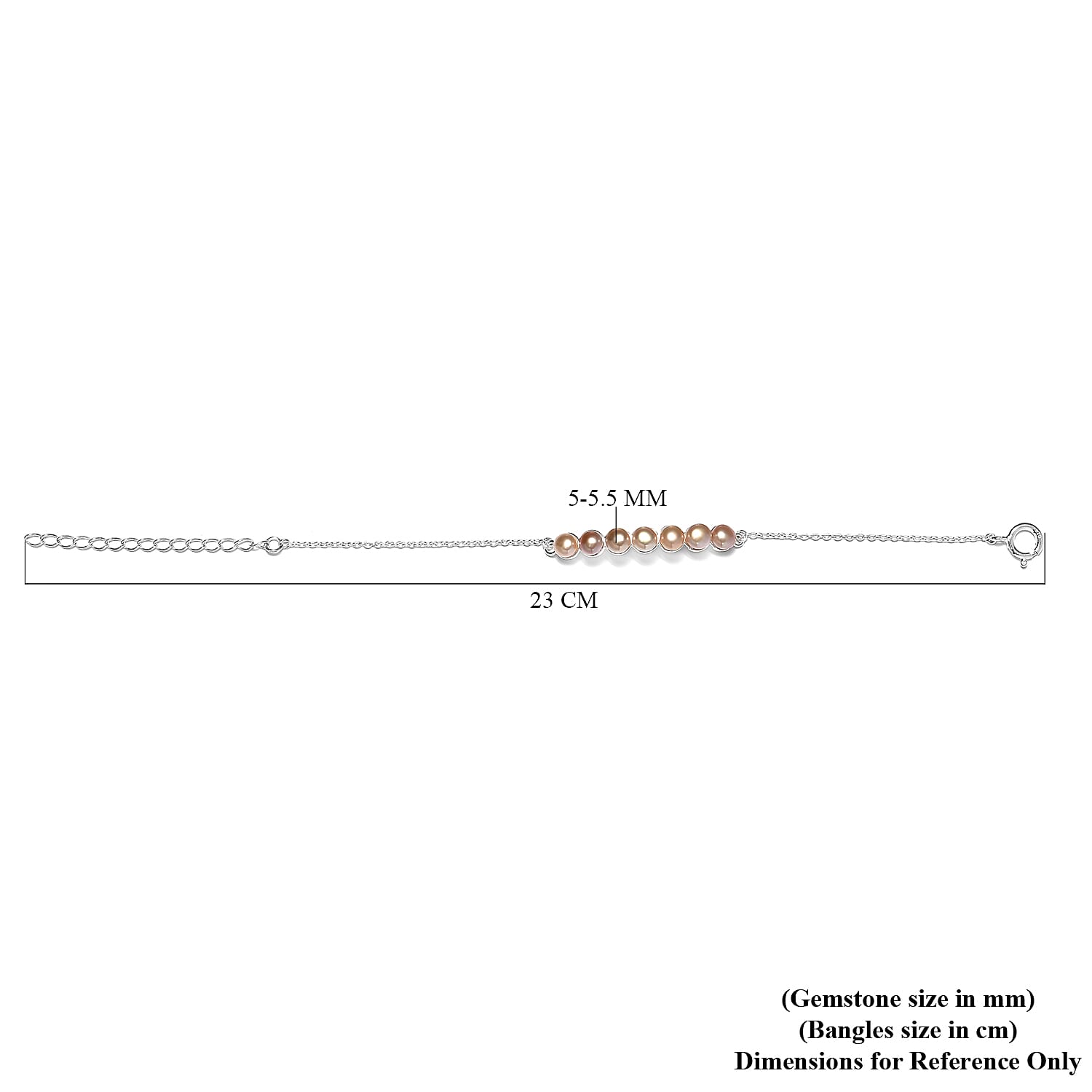 Freshwater Pink Pearl Adjustable Bracelet (Size 6.5 with 2 inch Extender) in Sterling Silver