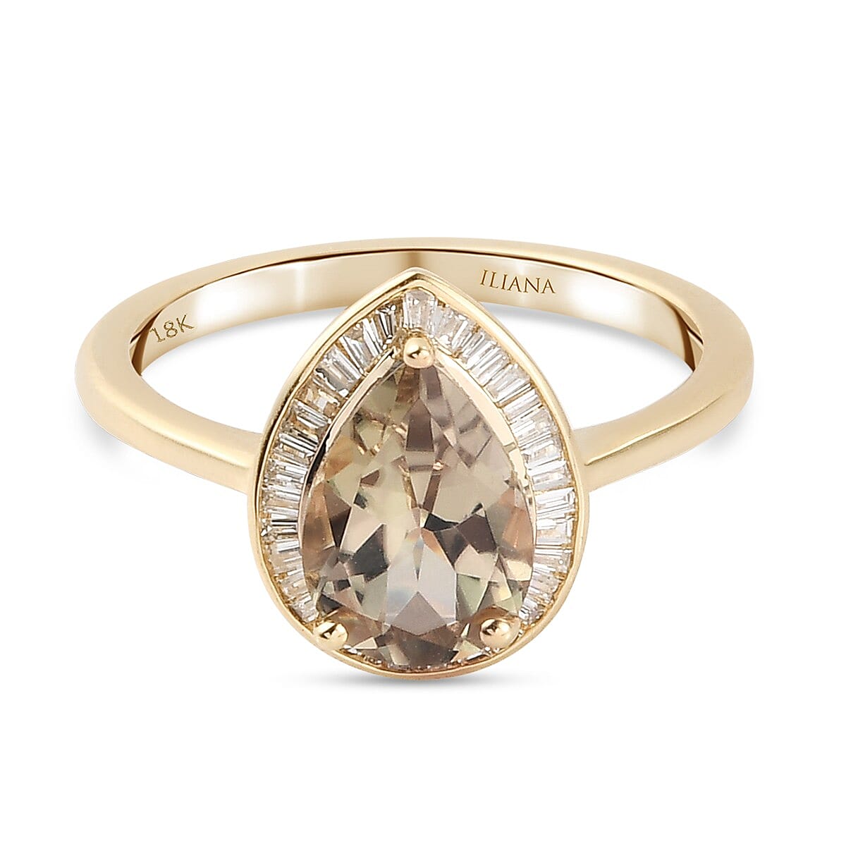 ILIANA 18K Yellow Gold Natural AAAA Turkizite (Pear) and Diamond Ring 2.17 Ct.