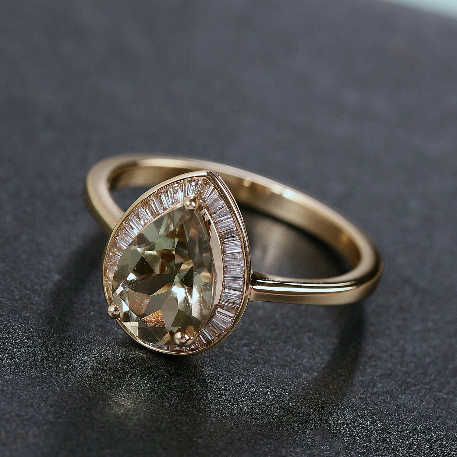 ILIANA 18K Yellow Gold Natural AAAA Turkizite (Pear) and Diamond Ring 2.17 Ct.