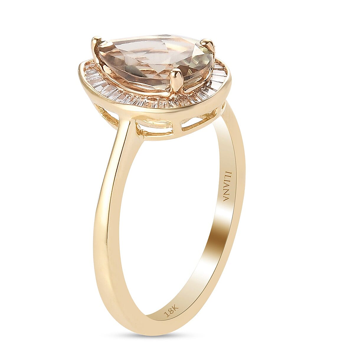 ILIANA 18K Yellow Gold Natural AAAA Turkizite (Pear) and Diamond Ring 2.17 Ct.