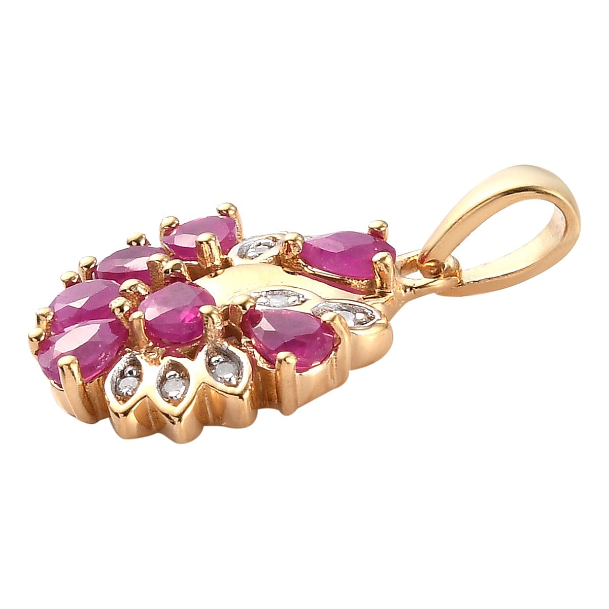 Ruby and Diamond Pendant in 14K Gold Overlay Sterling Silver 1.62 Ct.