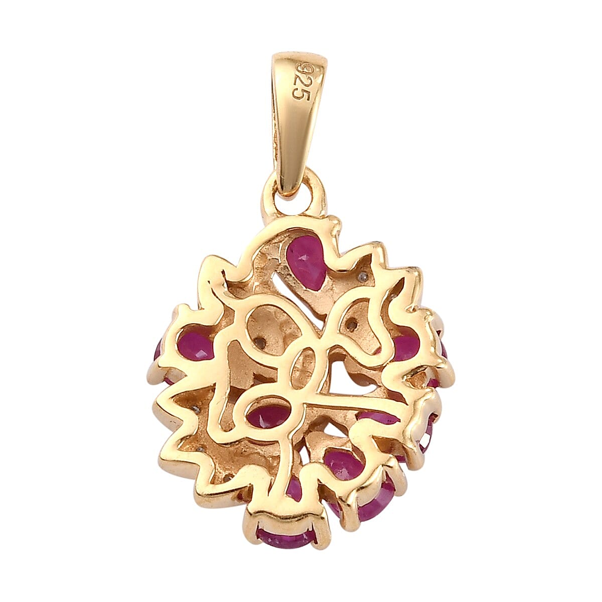 Ruby and Diamond Pendant in 14K Gold Overlay Sterling Silver 1.62 Ct.