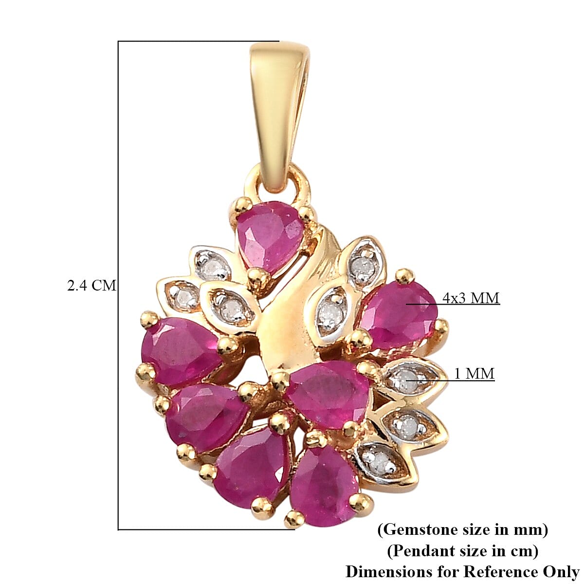 Ruby and Diamond Pendant in 14K Gold Overlay Sterling Silver 1.62 Ct.