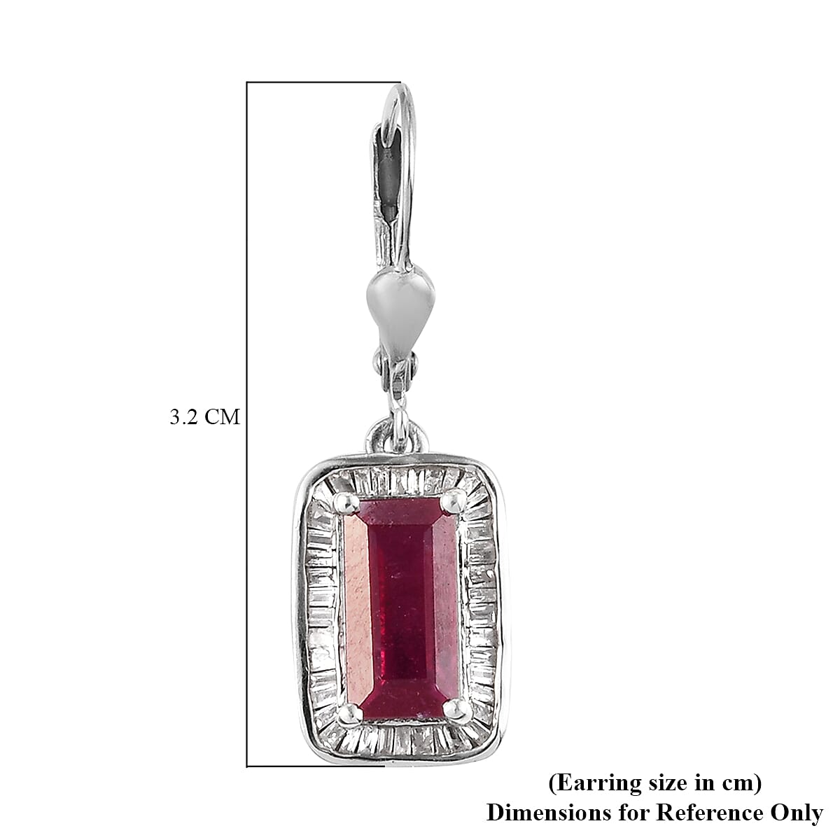 African Ruby (FF) and Diamond Lever Back Earrings in Platinum Overlay Sterling Silver 4.85 Ct.