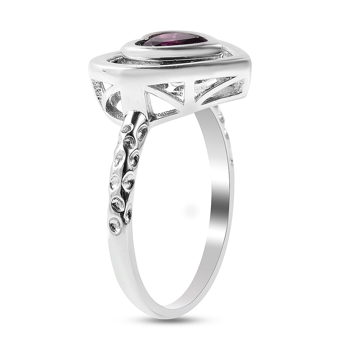 RACHEL GALLEY  Rhodolite Garnet Heart Ring in Rhodium Overlay Sterling Silver