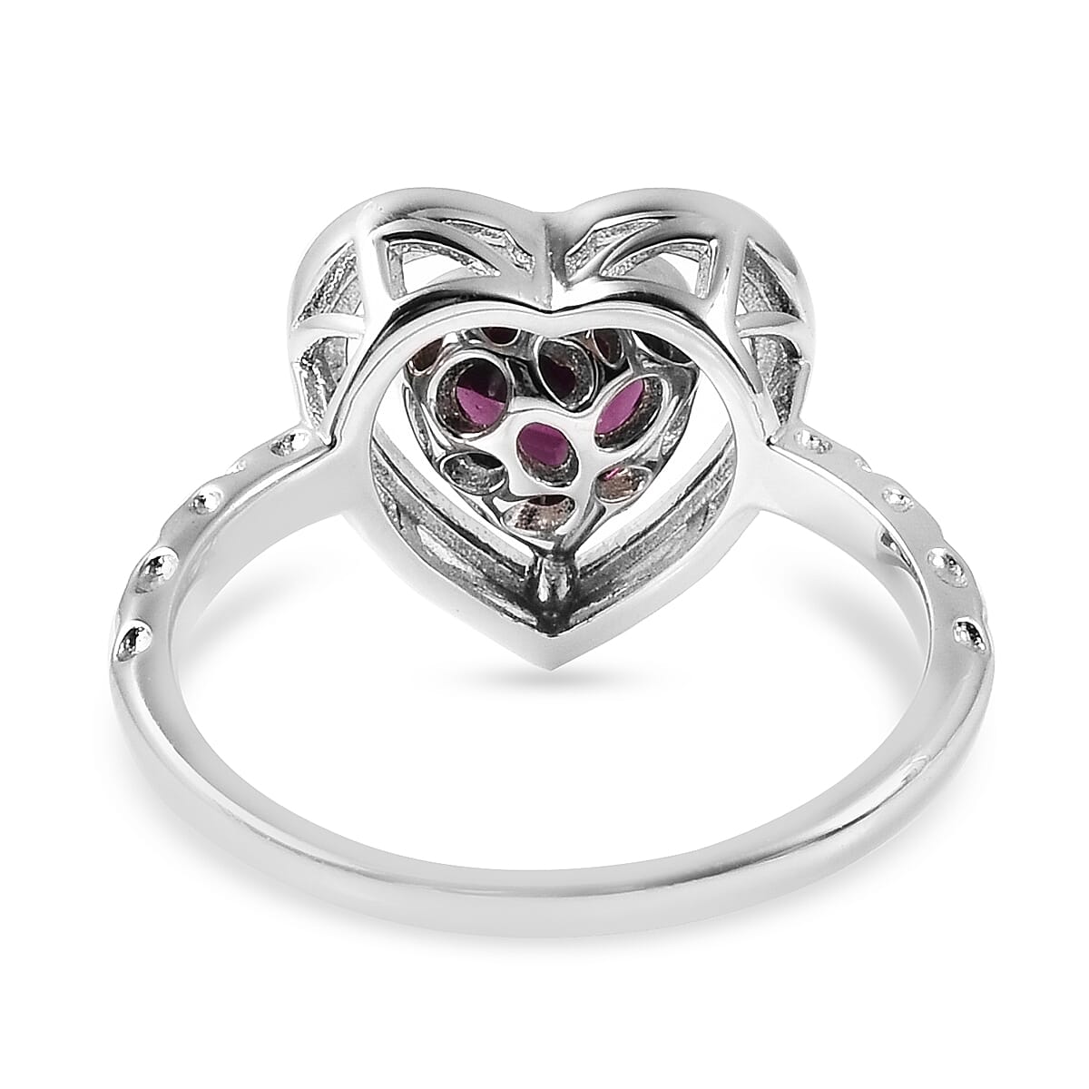 RACHEL GALLEY  Rhodolite Garnet Heart Ring in Rhodium Overlay Sterling Silver