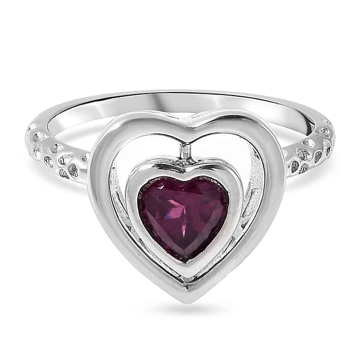 RACHEL GALLEY 0.92 Ct. Heart Shape Rhodolite Garnet Ring in Rhodium Plated Sterling Silver