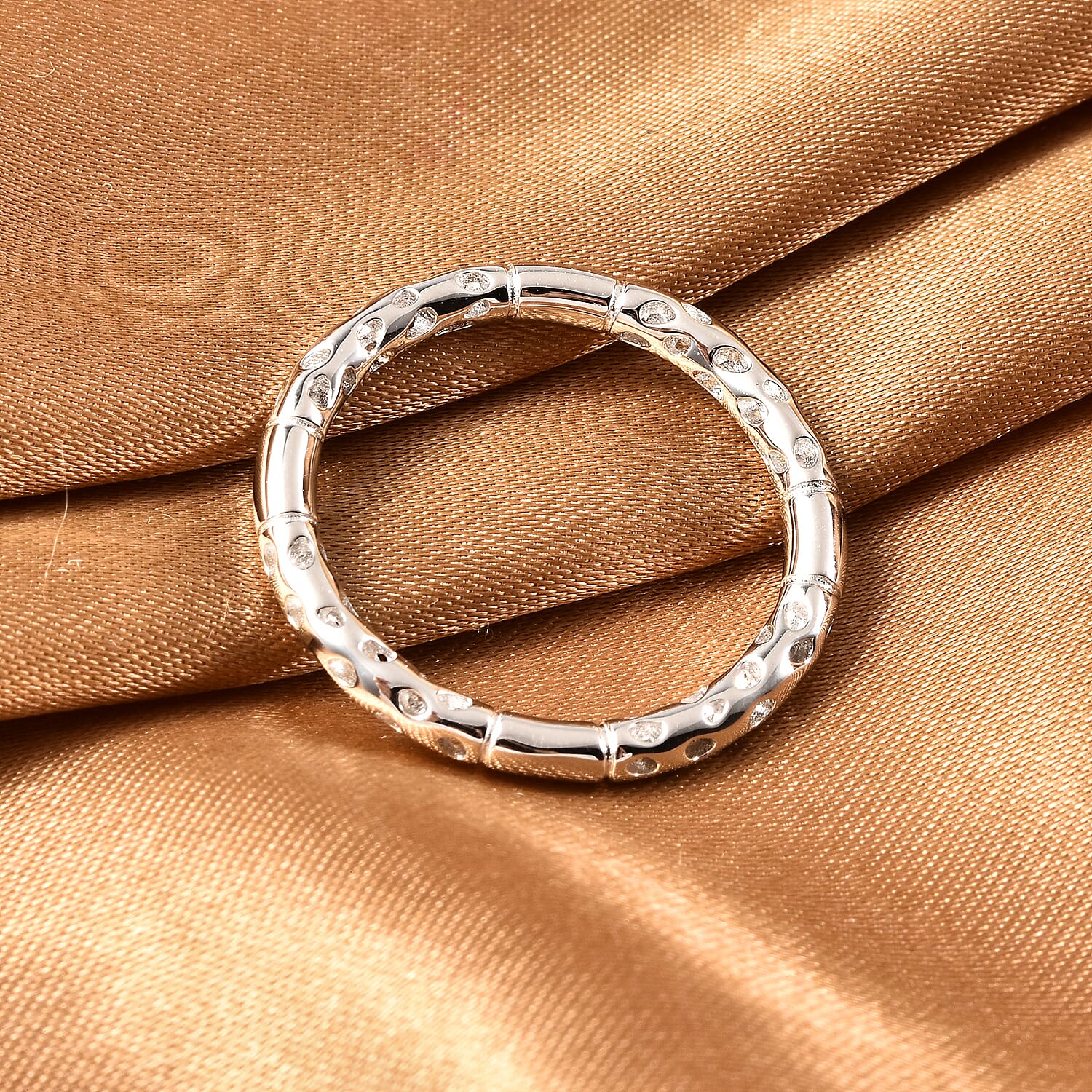 RACHEL GALLEY Rhodium Overlay Sterling Silver Lattice Band Ring