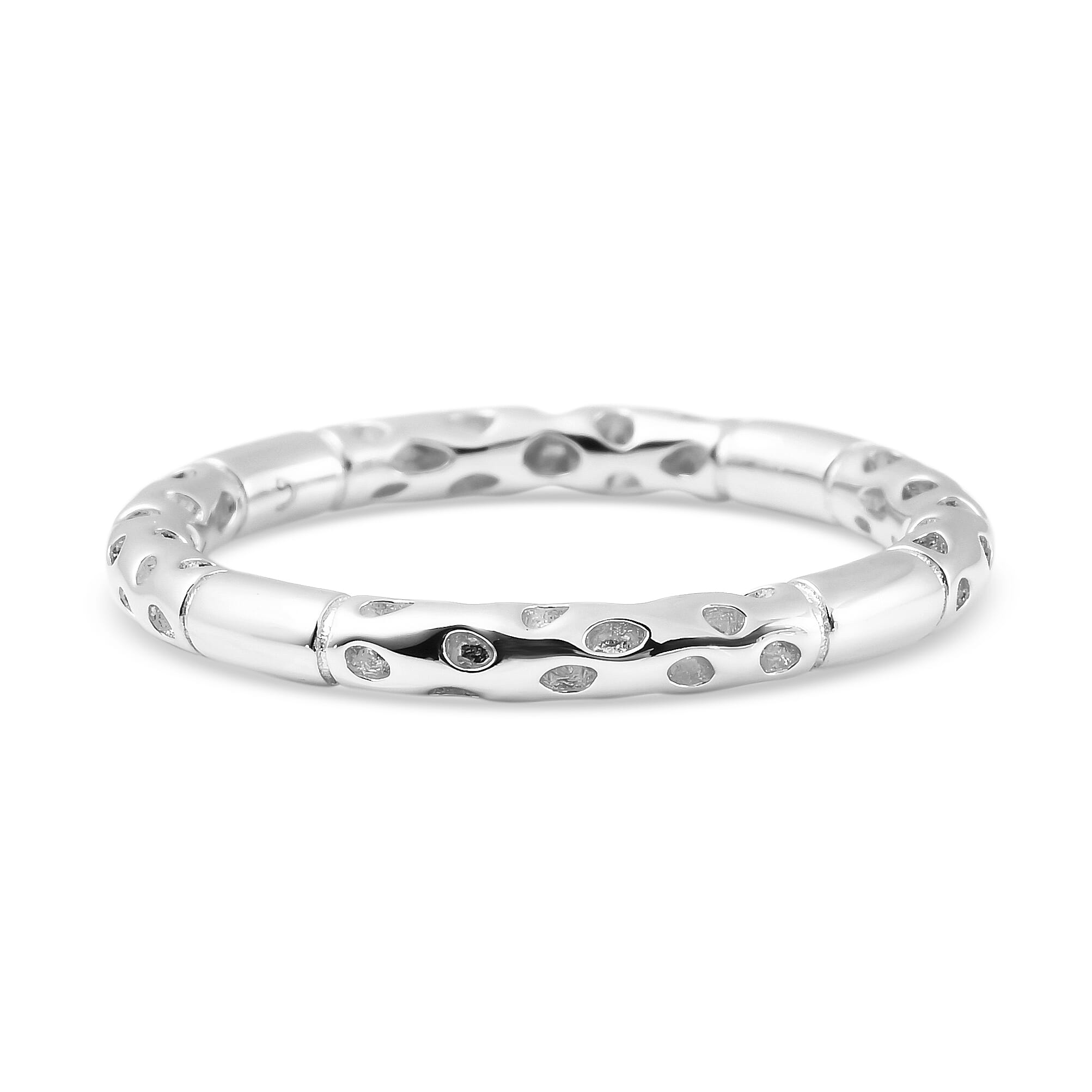 RACHEL GALLEY Rhodium Overlay Sterling Silver Lattice Band Ring