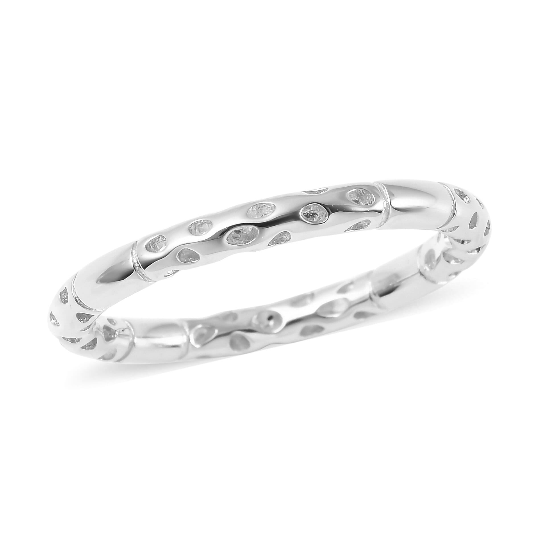 RACHEL GALLEY Rhodium Overlay Sterling Silver Lattice Band Ring