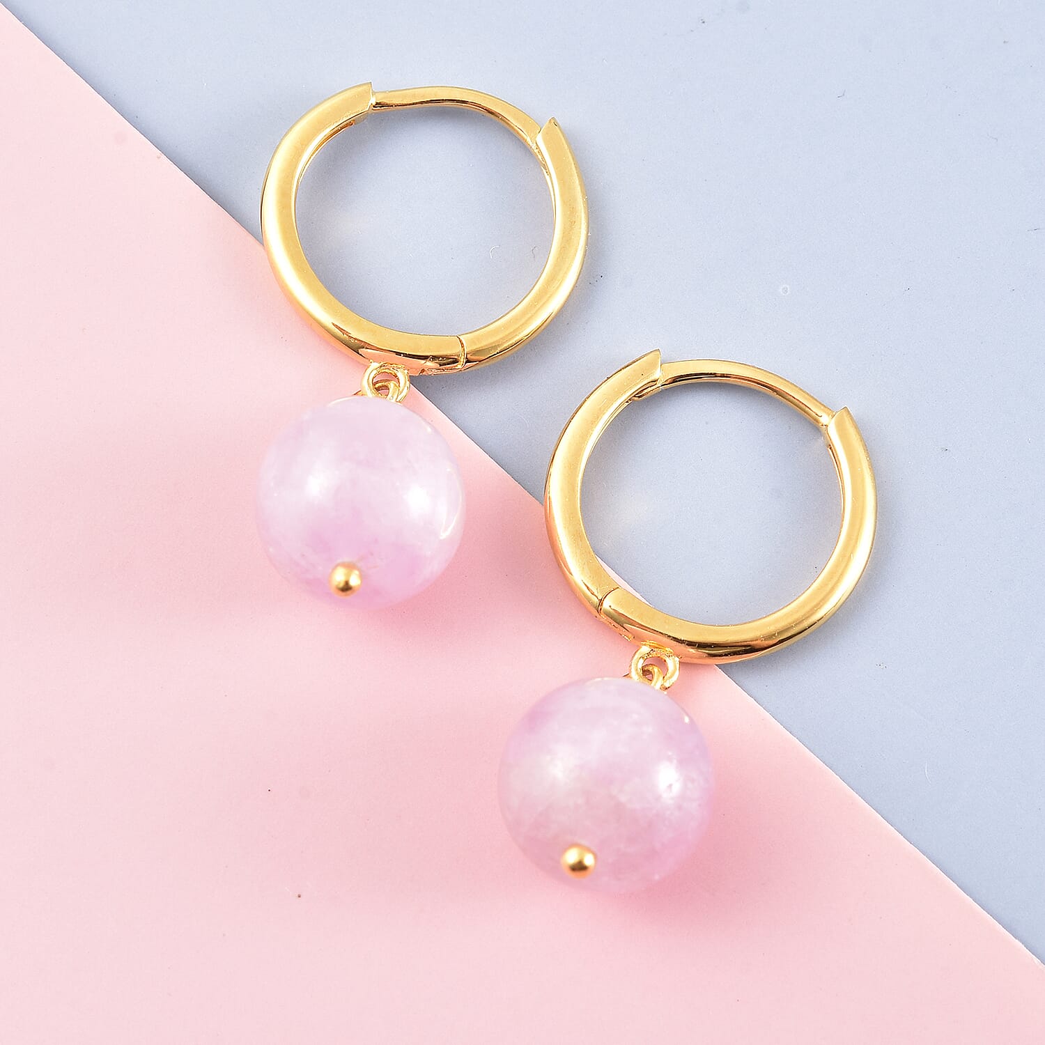 Kunzite Earrings in Yellow Gold Overlay Sterling Silver 18.50 Ct.