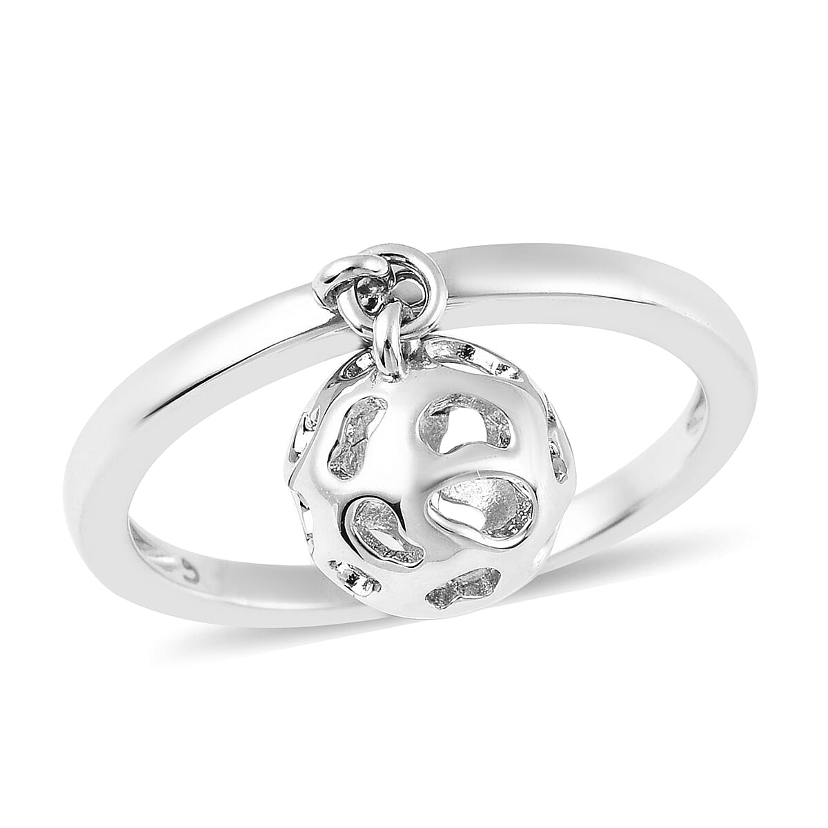 RACHEL GALLEY Rhodium Plated Sterling Silver Dangling Lattice Band Ring