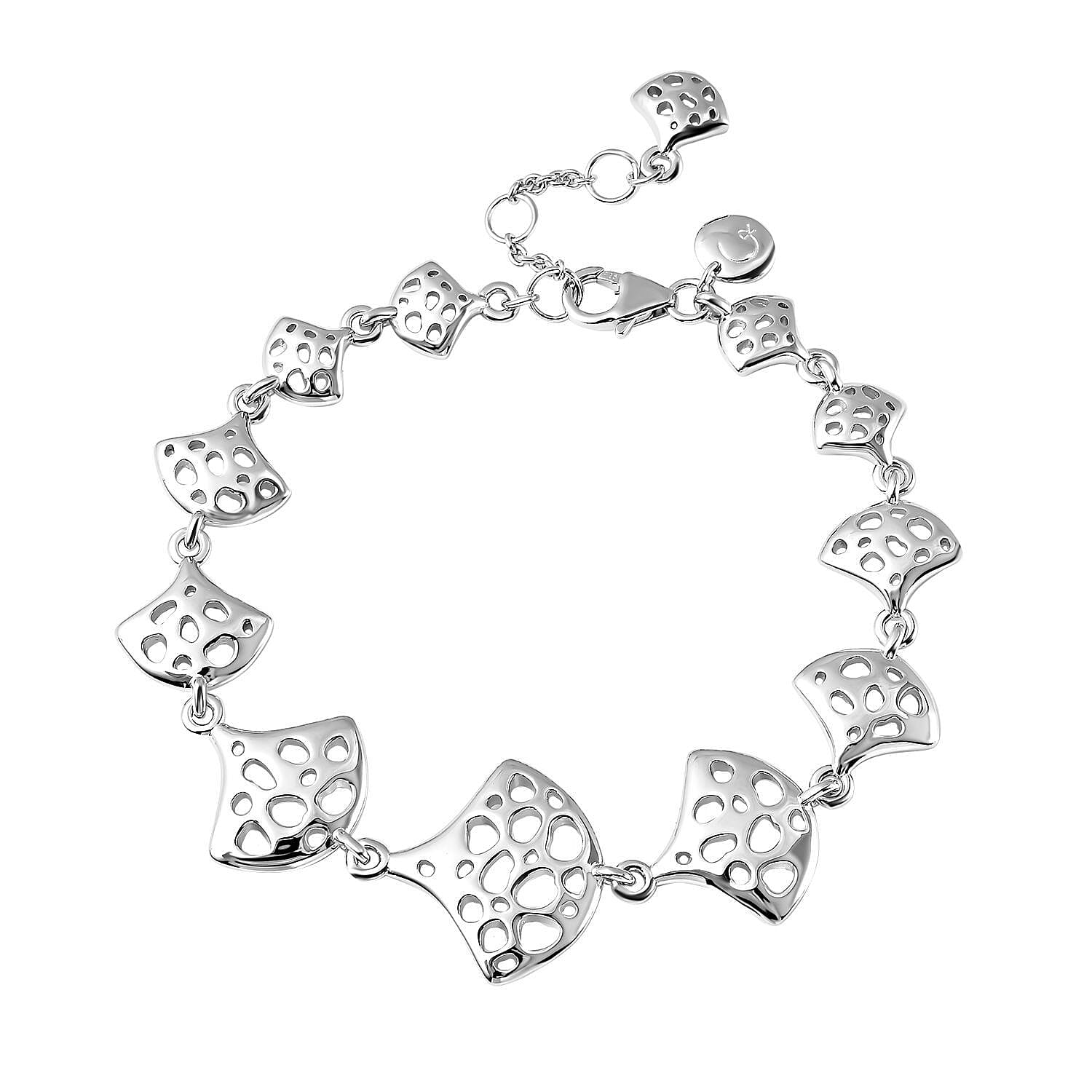 Rachel Galley Cala Shell Collection - Rhodium Overlay Sterling Silver Bracelet (Size - 8), Silver Wt. 16.2 Gms