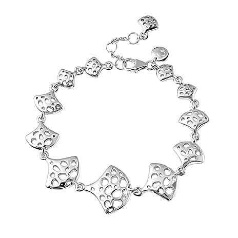 Rachel Galley Cala Shell Collection - Rhodium Overlay Sterling Silver Bracelet (Size - 8), Silver Wt. 16.2 Gms