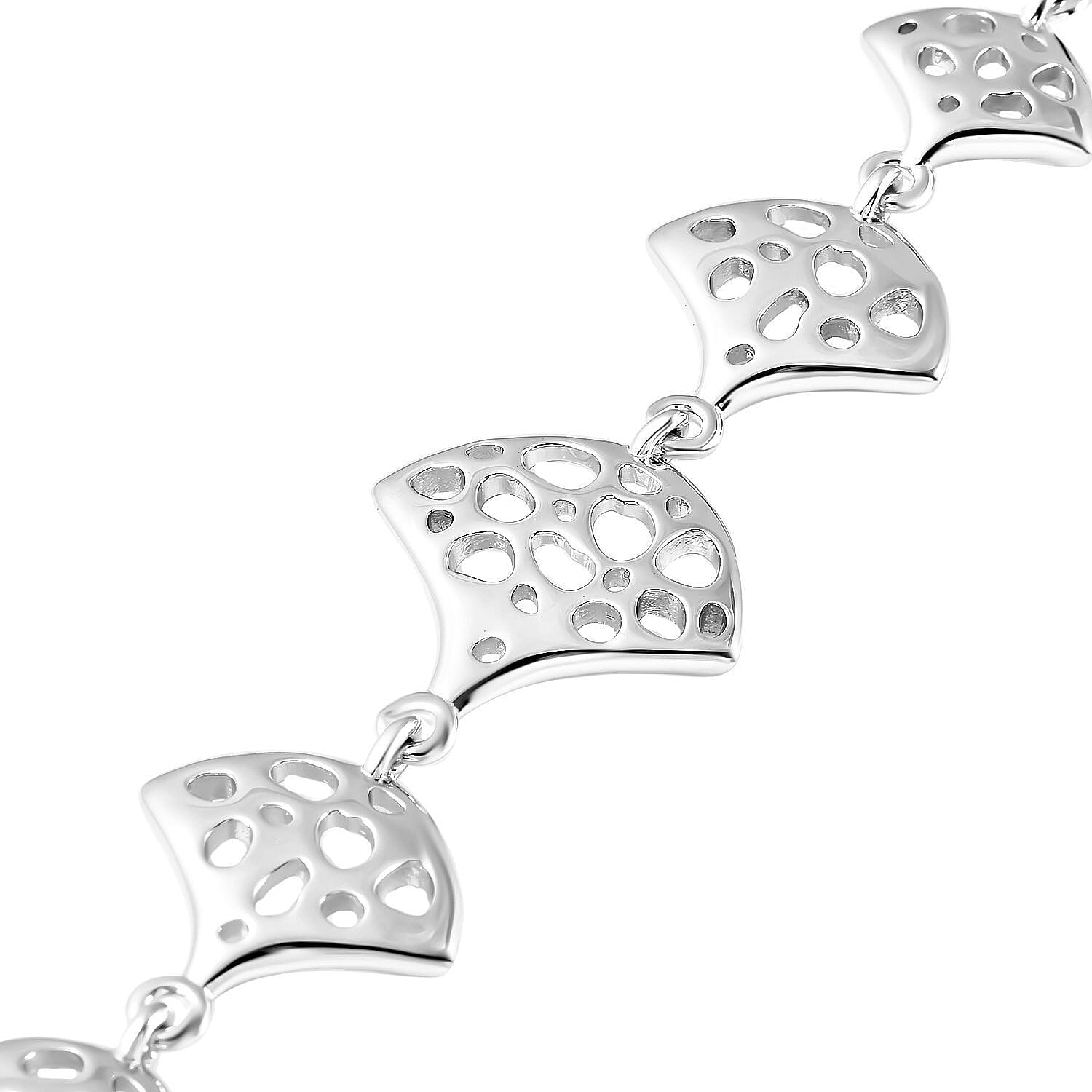 Rachel Galley Cala Shell Collection - Rhodium Overlay Sterling Silver Bracelet (Size - 8), Silver Wt. 16.2 Gms