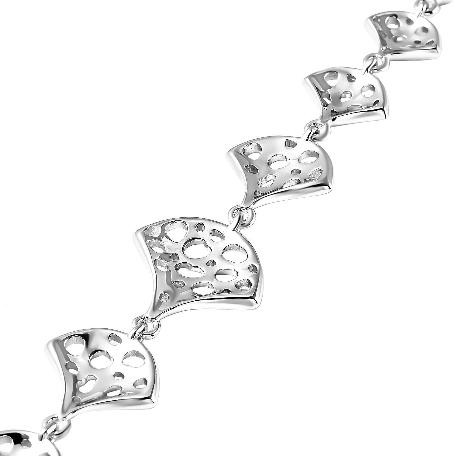Rachel Galley Cala Shell Collection - Rhodium Overlay Sterling Silver Bracelet (Size - 8), Silver Wt. 16.2 Gms