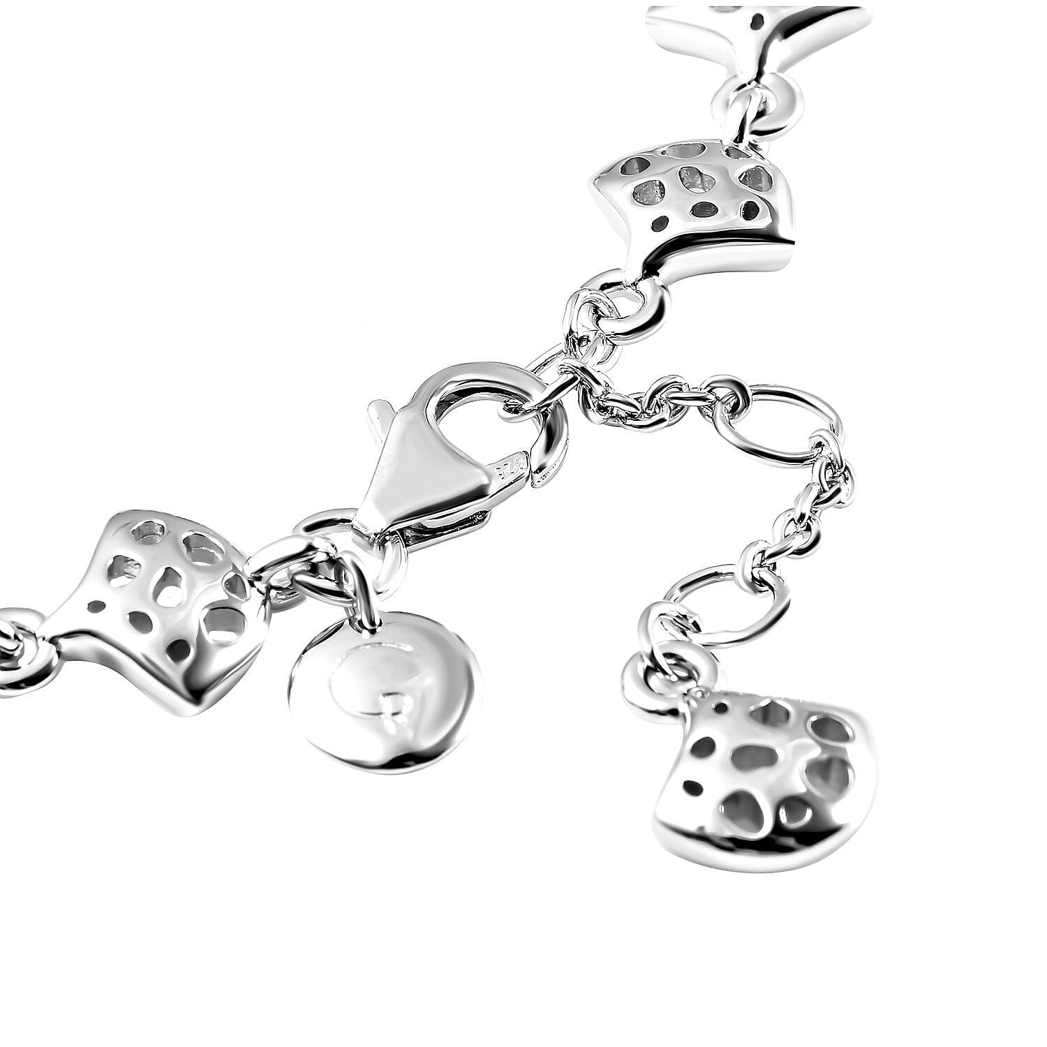 Rachel Galley Cala Shell Collection - Rhodium Overlay Sterling Silver Bracelet (Size - 8), Silver Wt. 16.2 Gms