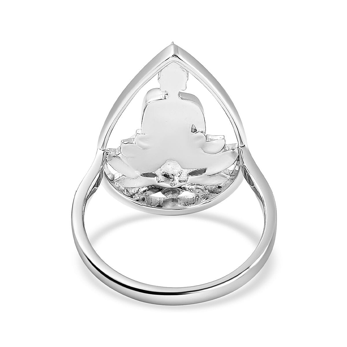 RACHEL GALLEY Buddha Collection- Rhodium Overlay Sterling Silver Buddha Ring