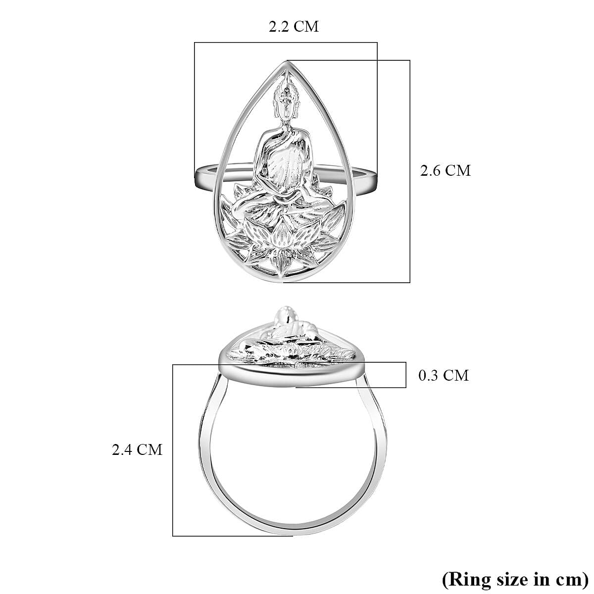 RACHEL GALLEY Buddha Collection- Rhodium Overlay Sterling Silver Buddha Ring