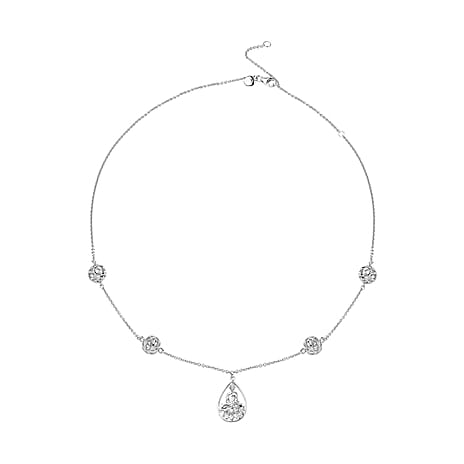 RACHEL GALLEY Buddha Collection - Rhodium Overlay Sterling Silver Buddha Necklace (Size 24), Silver Wt. 15.80 Gms
