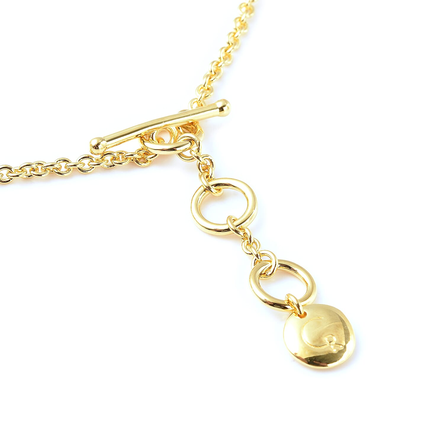 RACHEL GALLEY Buddha Collection- Yellow Gold Overlay Sterling Silver Buddha Bracelet (with T Bar Lock) (Size 8), Silver Wt. 12.62 Gms