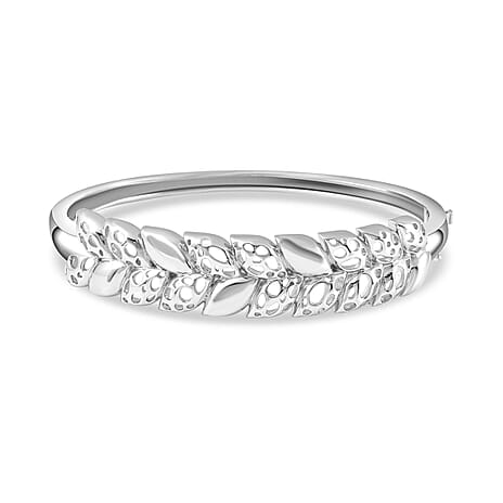 RACHEL GALLEY Leaf Collection- Rhodium Overlay Sterling Silver Leafy Vine Bangle (Size 7.5), Silver Wt. 25.67 Gms