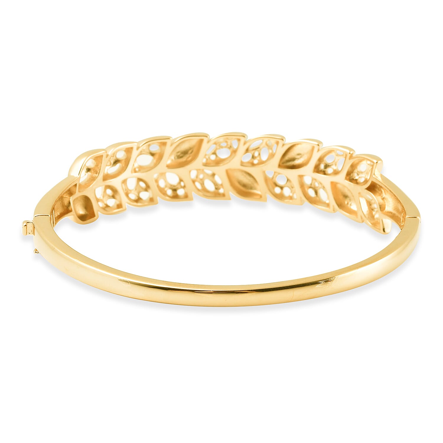 RACHEL GALLEY Leaf Collection - Yellow Gold Overlay Sterling Silver Leafy vine Bangle (Size 7.5) Silver Wt. 24.21 Gms