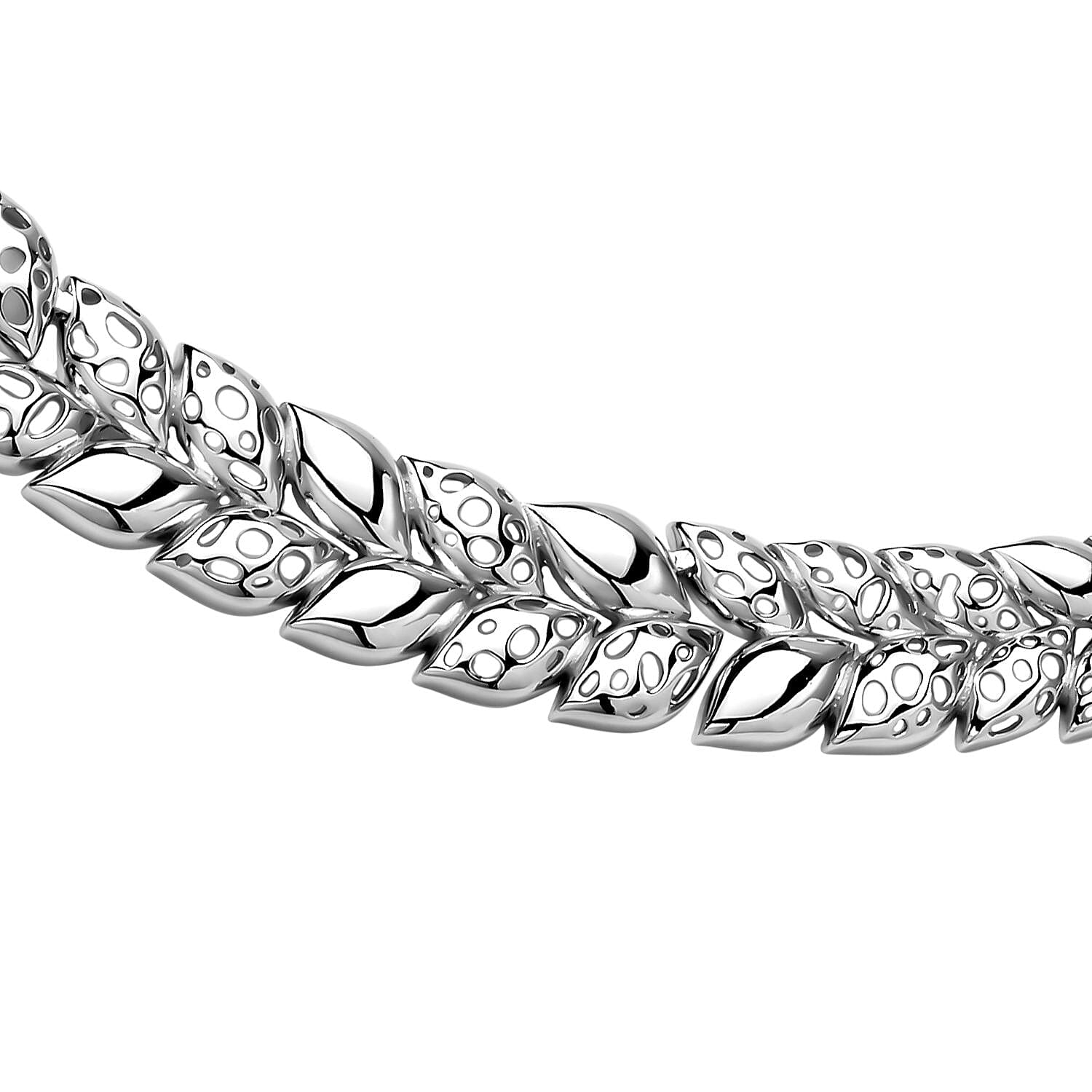 RACHEL GALLEY Leaf Lattice Collection - Rhodium Overlay Sterling Silver Necklace (Size 18), Silver Wt. 33.71 Gms