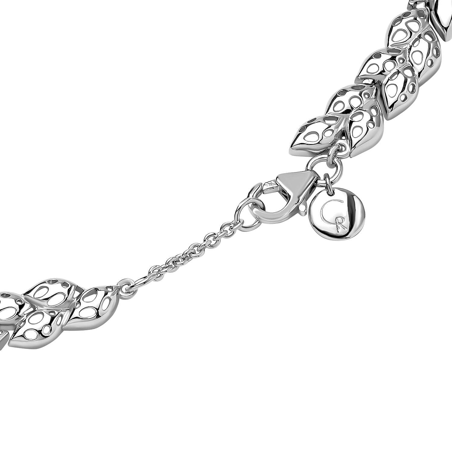 RACHEL GALLEY Leaf Lattice Collection - Rhodium Overlay Sterling Silver Necklace (Size 18), Silver Wt. 33.71 Gms