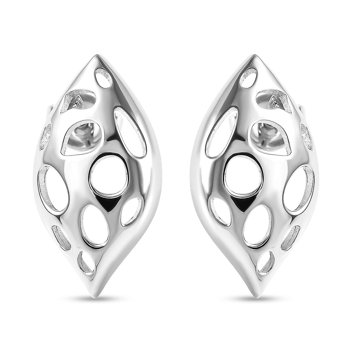 RACHEL GALLEY Leaf Collection-  Rhodium Overlay Sterling Silver Leaf with Lattice Work Earrings (With Push Back)