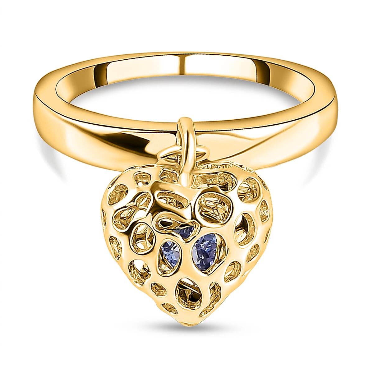 RACHEL GALLEY Tanzanite Angel Heart Ring in Yellow Gold Overlay Sterling Silver